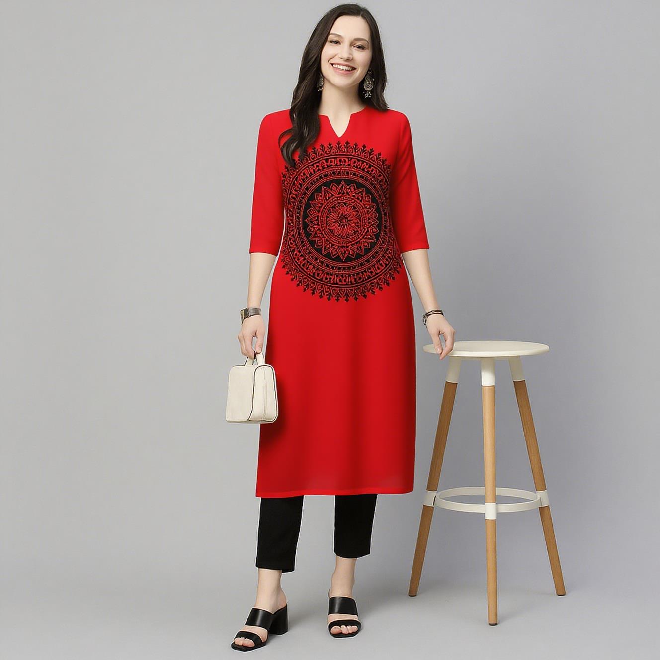 Ethnic Fashion Kurtis - Musulmano Kurt Flowers Moda donna Comodo
