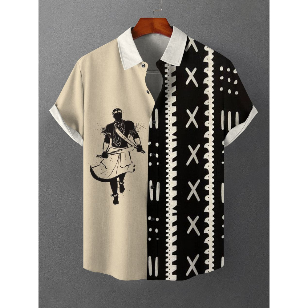 Ethnic Wear In Fashion - Camicia da Uomo a Maniche Corte