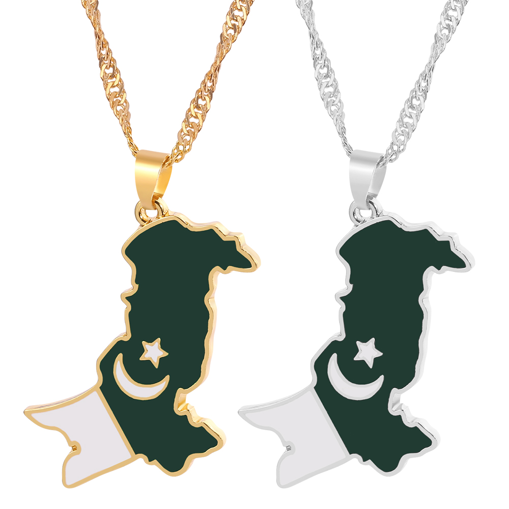 Ethnic Fashion Pakistan - Collana con ciondolo bandiera nazionale mappa