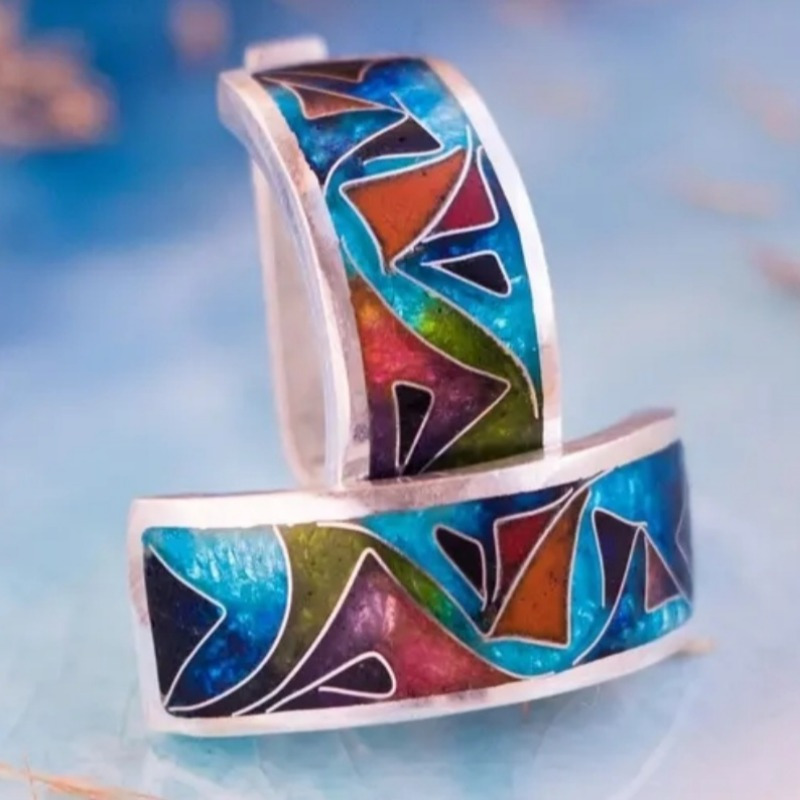 Ethnic Wear In Fashion - Orecchini a Cerchio Etnici in Argento