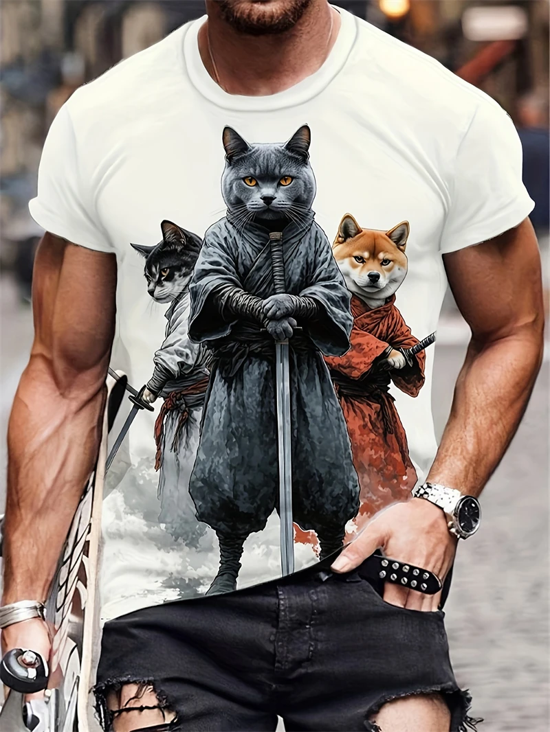 Ethnic Wear Men'S Fashion - T-Shirt da Uomo con Stampa Tribale