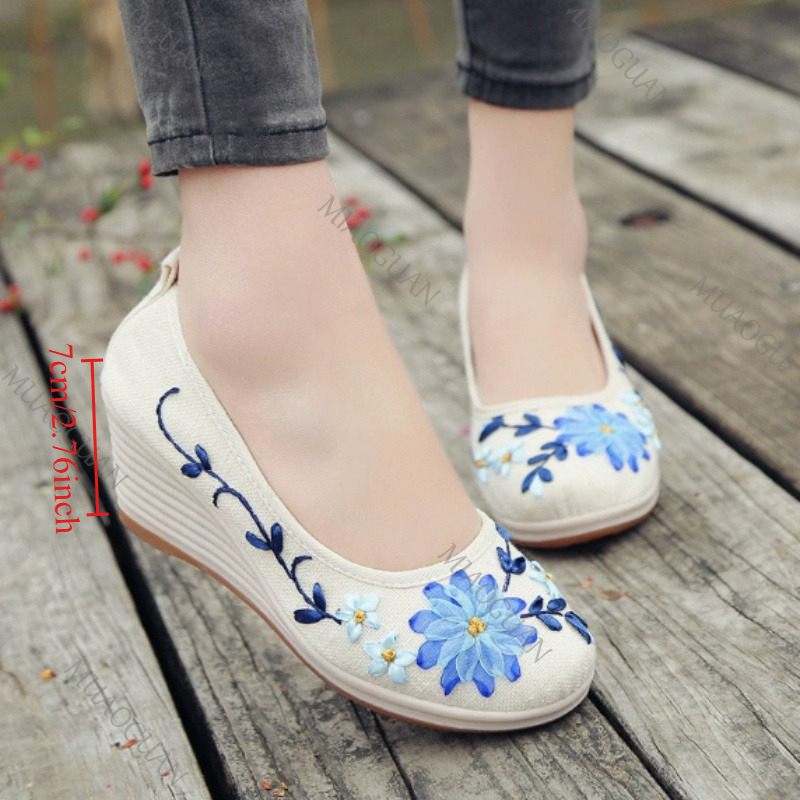 Ethnic Fashion Women - Scarpe con Zeppa Ricamate da Donna,
