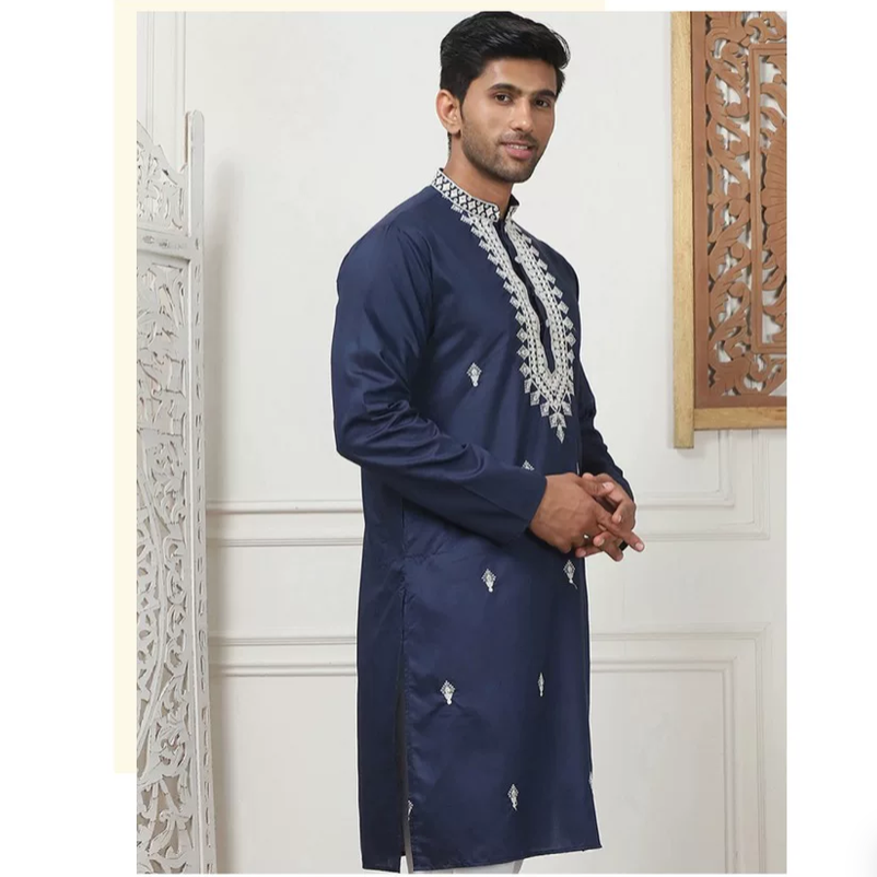 Kurta Men Cotton - Cappotto da uomo in seta sottile