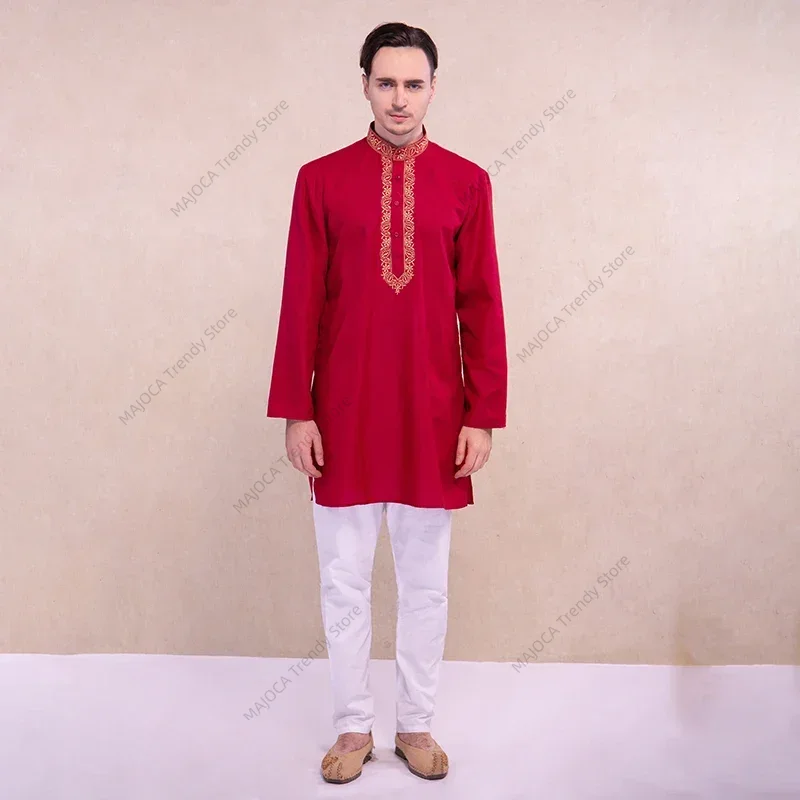 Kurta Men Cotton - Abito indiano da uomo Camicia Kurtas