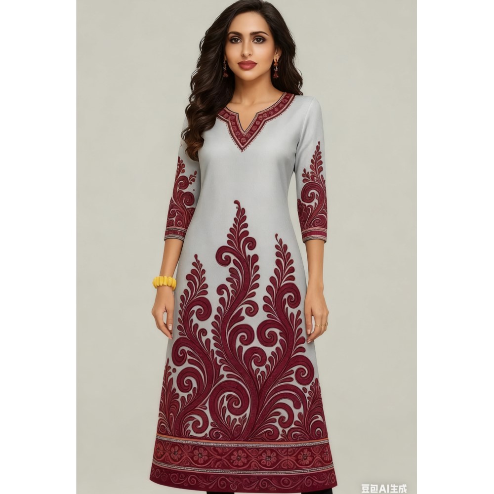 Ethnic Fashion Kurtis - Musulmano Kurt Fiori Moda Donna Confortevole