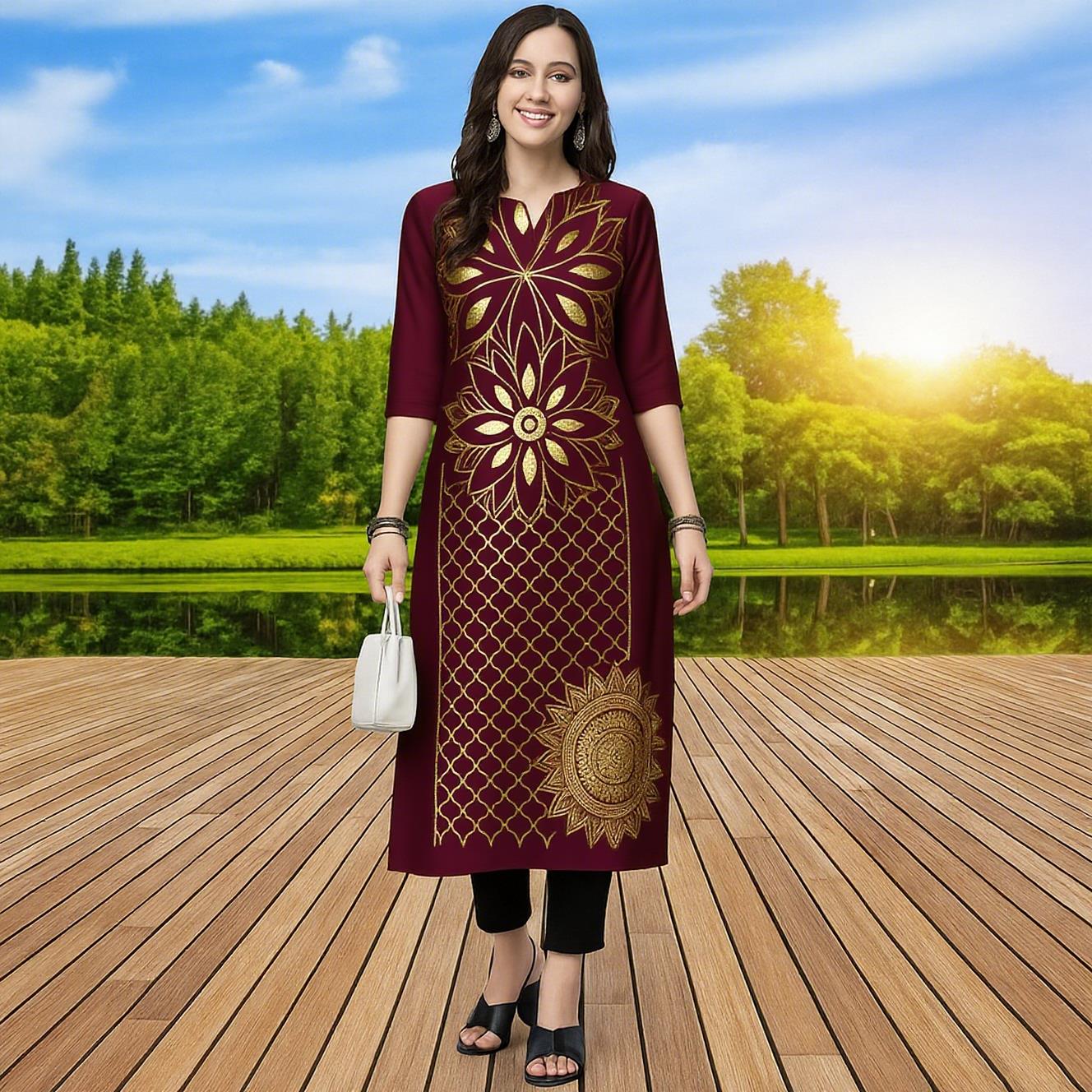 Abito Kurt comodo alla moda da - Ethnic Fashion Kurtis recensione e prezzo